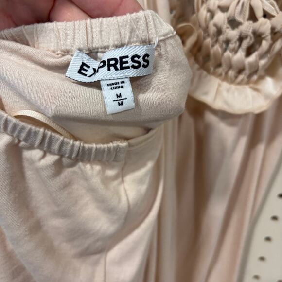 Vintage Express Cream Halter Top 90s Y2K Coquette Boho M - Picture 5 of 5